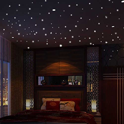 JiaMeng Glow In The Dark Star Pegatinas de Pared Dots and Moon Starry Sky Decoración de la habitación para niños