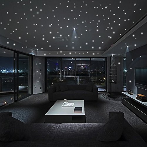 JiaMeng Glow In The Dark Star Pegatinas de Pared Dots and Moon Starry Sky Decoración de la habitación para niños