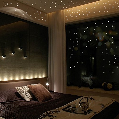 JiaMeng Glow In The Dark Star Pegatinas de Pared Dots and Moon Starry Sky Decoración de la habitación para niños