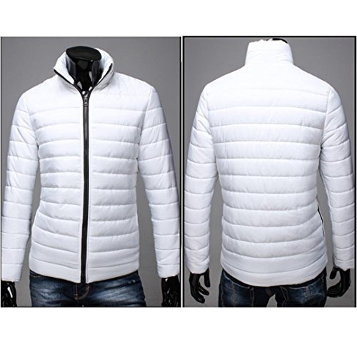 JiaMeng Hombres Invierno Caramelo Abrigos con Capucha de Color Invierno Plumas Fiesta Parka Cremalleras Bolsillo Chaquetas (Blanco,M)