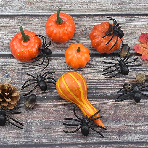 Jinlaili 50PCS Araña Negra de Plástico, Negro Araña Halloween Decoración, Araña Falsa, Araña de Halloween, Arañas de Halloween Arañas Negras de Plástico para Decoración de Halloween (8CM)