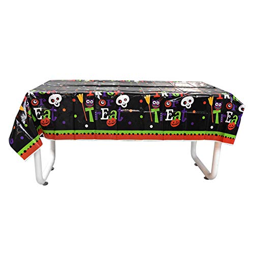 Jinlaili Mantel de Halloween, 137 x 180cm Mantel de Plastico Halloween, Mantel Calavera, Mantel Impermeable para Infantil FiestaHalloween