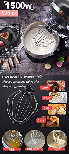 JINSE Batidor Eléctrico para Hornear, 5l/1500w Mezclador De Masa Eléctrica Professional Eggs Blender Kitchen Stand Food Mixer Milkshake/Cake Mixer Kneading Machine