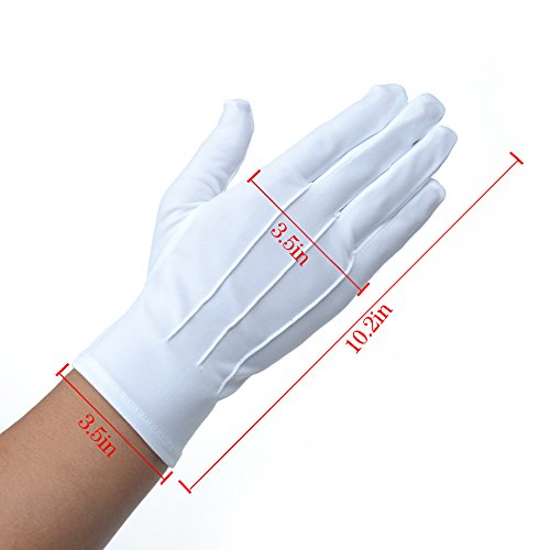 JISEN hombres policía formal esmoquin honor guardia desfile de nylon algodón guantes 26cm Blanco 1 par. Talla única