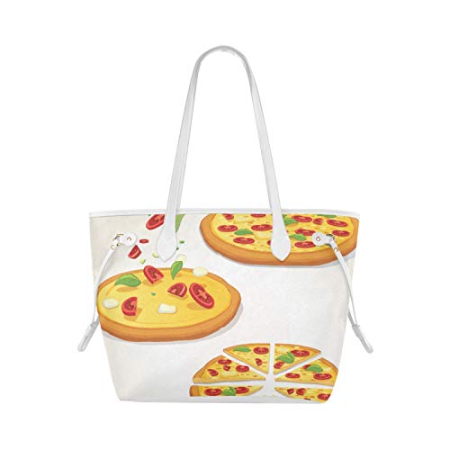 JIUCHUAN Bolso de hombro suave Pizza sabrosa Comida rápida Slice Bolso de hombro para adolescentes Bolsos de mano para mujer Gran capacidad Resistente al agua con asa duradera