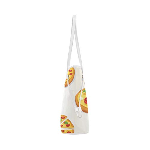 JIUCHUAN Bolso de hombro suave Pizza sabrosa Comida rápida Slice Bolso de hombro para adolescentes Bolsos de mano para mujer Gran capacidad Resistente al agua con asa duradera