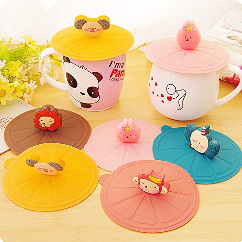 Jixista Tapas de Silicona Tapa de La Taza de Silicona Tapa de La Taza a Prueba Tapa de Silicona Reutilizable para Taza de Silicona para Taza de Café con Cierre de Ventosa 6PCS para Tazas de Café y té