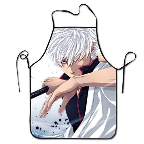 JJKKFG-H Gintama Sakata Gintoki Delantales de poliéster para hombre y mujer, delantal de cocina Pinaford, gran regalo para niñas y hijas