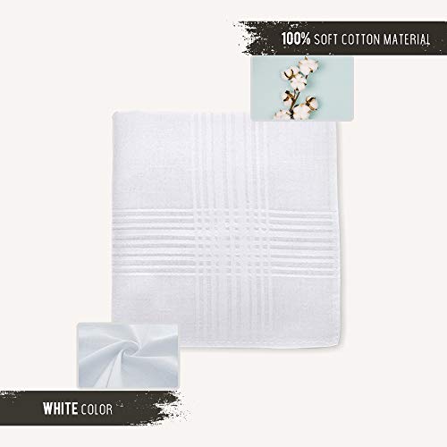 JJPRIMEUna docena de pañuelos blancos puros para hombre, 100% algodón, 40 x 40 (mm)