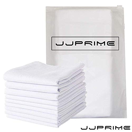 JJPRIMEUna docena de pañuelos blancos puros para hombre, 100% algodón, 40 x 40 (mm)