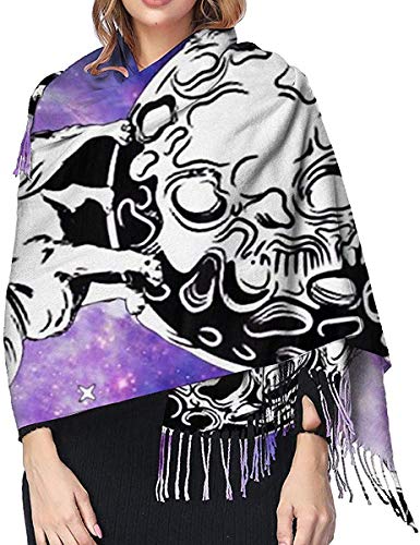 JJsister Bufandas de Mujer, Space Pug Astronaut Galaxy Funny Womens Scarf Large Soft Silky Pashmina Cashmere Bufanda Chales