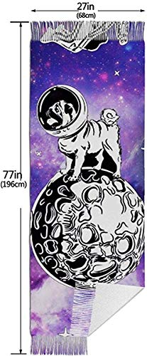 JJsister Bufandas de Mujer, Space Pug Astronaut Galaxy Funny Womens Scarf Large Soft Silky Pashmina Cashmere Bufanda Chales