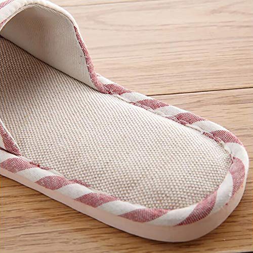 JLCP Zapatillas de Mujer y Hombre, Zapatillas de Lino de algodón Todo el año Hogar Interior Hotel Antideslizante Punta Abierta Fondo Suave Chupar el Sudor Suelo de Madera Parejas Sandalias,4,44/45