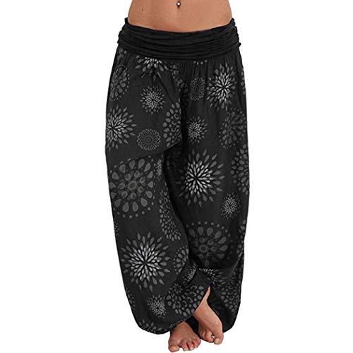 JLTPH Harem Pantalón Mujer Baggy Impresión Boho Pantalones de Yoga Aladin Bombacho Sueltos Harem Pantalones Talla Grande