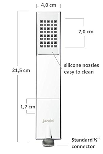 jocalvi – Alcachofa de ducha con manguera – Juego de ducha con 1 tipo de chorro, diseño elegante y de líneas ajustadas – Manguera de ducha 1,6 m – Alcachofa de ducha para bañera y ducha