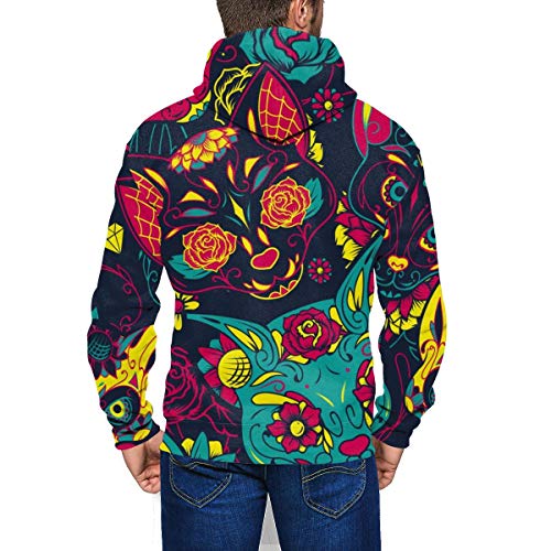 JOJOshop - Sudadera con capucha para hombre, diseño de calavera de gato de azúcar