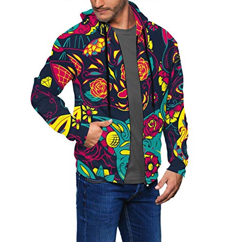 JOJOshop - Sudadera con capucha para hombre, diseño de calavera de gato de azúcar