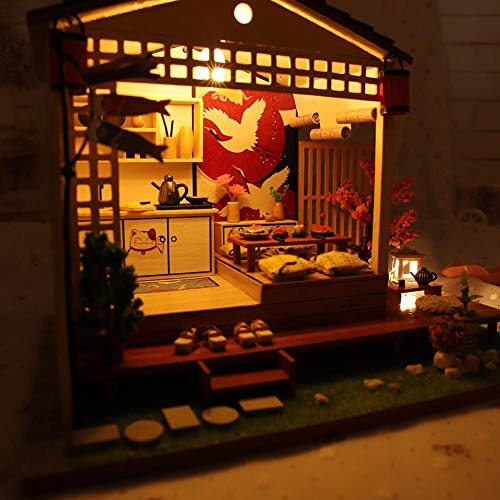 josietomy DIY Mini House, Casa de muñecas Kit para Adultos, casa de muñecas, casa de muñecas, Villa Miniatur Home Modelo, Estilo japonés Sakura Cottage, cumpleaños Navidad Regalo para niños y niñas