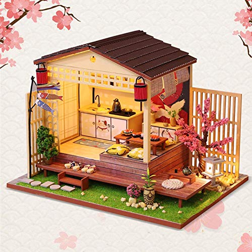 josietomy DIY Mini House, Casa de muñecas Kit para Adultos, casa de muñecas, casa de muñecas, Villa Miniatur Home Modelo, Estilo japonés Sakura Cottage, cumpleaños Navidad Regalo para niños y niñas