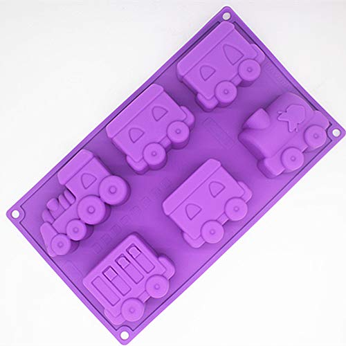 Joyeee Antiadherente de Horneado Molde Silicona, Moldes de Silicona de Tren para Pastel, Pan, Panecillo, Pudín, Gelatina, Jabón - Múltiples Funciones, Cumpleaños de los Niños, Partido.