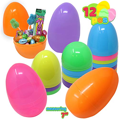 JOYIN 12 Pieces Gigante Huevos de Pascua 18CM, con Mini Regalo de Juguete