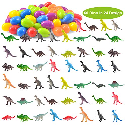 JOYIN 60 Pack Huevos de Pascua con Figuras de Mini Dinosaurios Juguetes