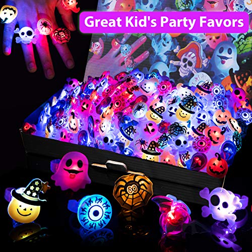 Joyjoz Halloween LED Anillo Luminosos 50 Piezas, Luminosos Juguetes para Fiestas de Halloween, Suministros para Fiestas de Halloween Piñata para Niños y Adultos