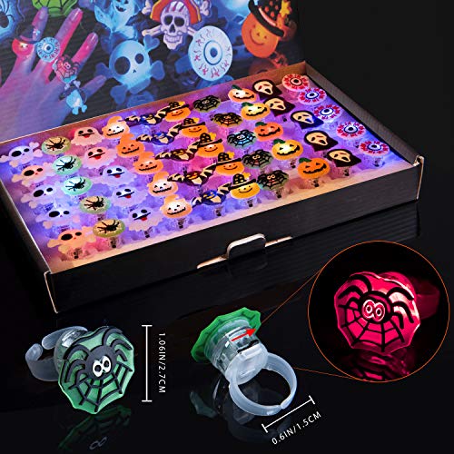 Joyjoz Halloween LED Anillo Luminosos 50 Piezas, Luminosos Juguetes para Fiestas de Halloween, Suministros para Fiestas de Halloween Piñata para Niños y Adultos