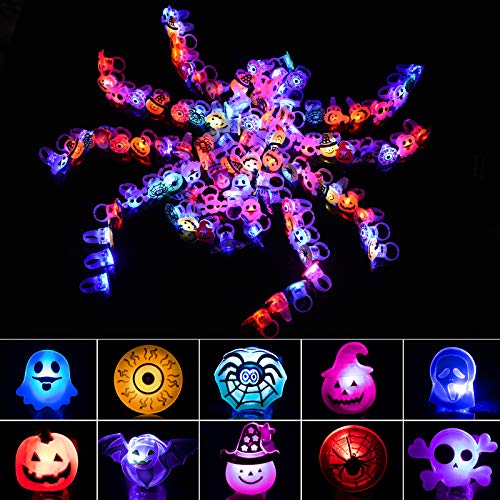 Joyjoz Halloween LED Anillo Luminosos 50 Piezas, Luminosos Juguetes para Fiestas de Halloween, Suministros para Fiestas de Halloween Piñata para Niños y Adultos