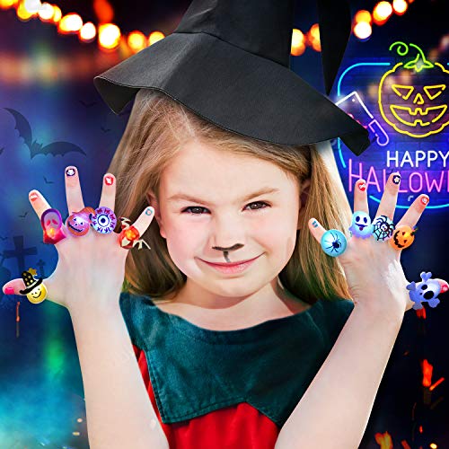 Joyjoz Halloween LED Anillo Luminosos 50 Piezas, Luminosos Juguetes para Fiestas de Halloween, Suministros para Fiestas de Halloween Piñata para Niños y Adultos