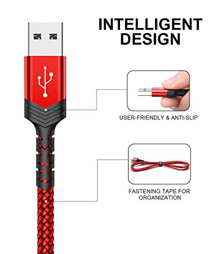 JSAUX Cable USB C [1M+2M,2PC] Duradera 3A Cable USB Tipo C Carga Rápida Compatible con Nylon Trenzado para Samsung S20/S10/S9/S8 Plus,Note10/9/8, Xiaomi Mi A1/A2,Huawei,LG,Sony-Rojo