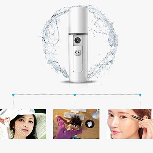 JSG Humidificador Portatil Facial 20ml de Bolsillo USB Instrumento de Belleza Aromaterapia Ultrasónico Luz Led Difusor de Aceites Naturales Portatil Blanco