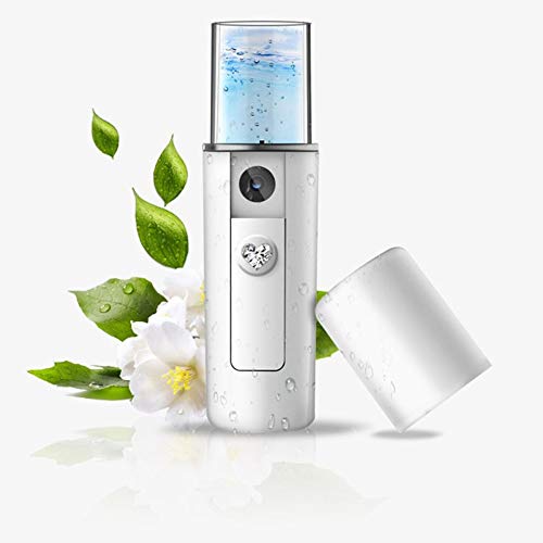 JSG Humidificador Portatil Facial 20ml de Bolsillo USB Instrumento de Belleza Aromaterapia Ultrasónico Luz Led Difusor de Aceites Naturales Portatil Blanco