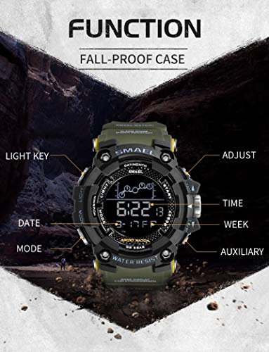 JTTM Reloj Digital para Hombre - 50M Impermeable Deportivo Relojes con Alarma/Cuenta Regresiva/Cronómetro Cronógrafo para Hombre,Lake Blue