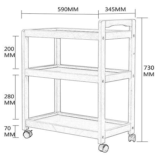 JU FU 3 Nivel de Almacenamiento de la Compra, el Almacenamiento de Madera Retro hogar Carro de la Compra Comedor cafetería Coche té Carro, 3 Colores Disponibles @@ (Color : C)