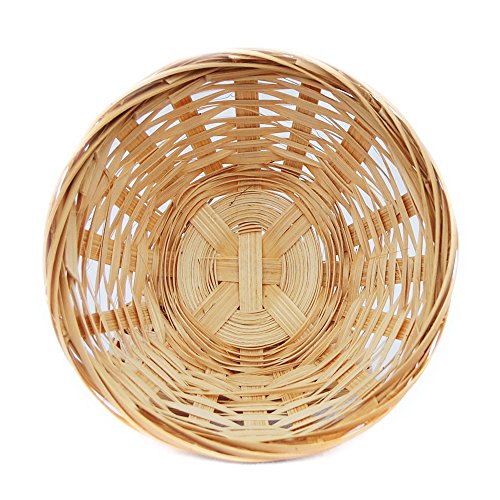Juego bambú cestitas, cesta redonda trenzada decoración, aprox. 15 x 5 cm, a elegir 5 o 10 unidades, madera, beige, 5 er Set