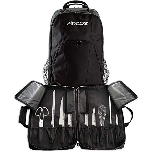 Juego Cuchillos de Cocina Profesional Arcos Riviera Blanc con Mochila y Bolsa Porta Cuchillos (Edición Especial Bricolemar Blanc)