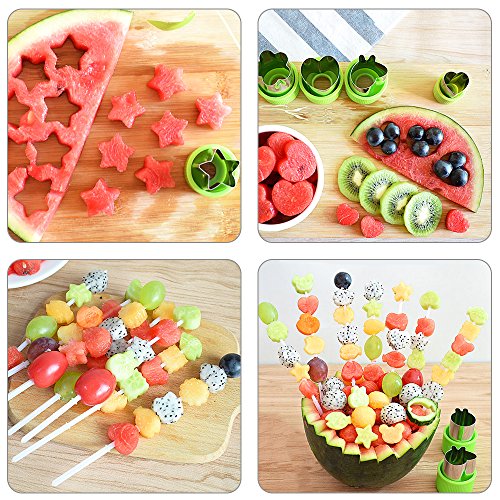 Juego de 12 moldes para cortar verduras de frutas y galletas para la sal de niños, AFUNTA con diseño sellos para cortar alimentos decorativos para niños pequeños, con 2 cepillos de limpieza