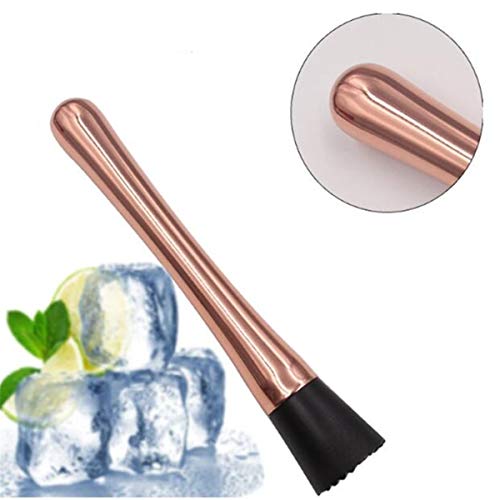 Juego de 3 moldes de acero inoxidable para cóctel, cuchara mezcladora con masher, vaso medidor de doble espíritu, herramienta de bar oro rosa