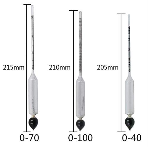 Juego de 3 unidades de medidor de alcohol de 0 a 100% hidrómetro para alcohol