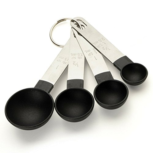 Juego De 4 Cucharas Medidoras De Cocina Tamaños: ½ Cucharadita 1 Cucharadita ½ Cucharada 1 Cucharada. Apilable Para Medir Ingredientes Secos O Húmedos. Acero Inoxidable Y Polipropileno