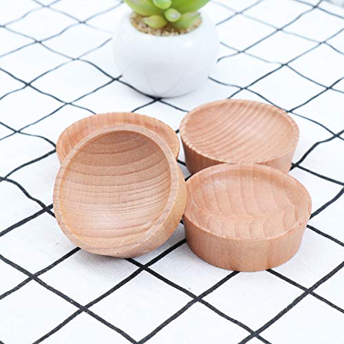 Juego de 4 cuencos de madera maciza para salsa de tomate, salsa, vinagre, azúcar, especias, condimentos, hotel, hogar, restaurante, suministros de UPKOCH