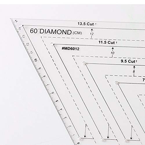 Juego de 4 reglas de acolchado, plantilla cuadrada de plástico transparente, triángulo, hexagonal, 45 grados, regla de 60 grados, manualidades, transparente