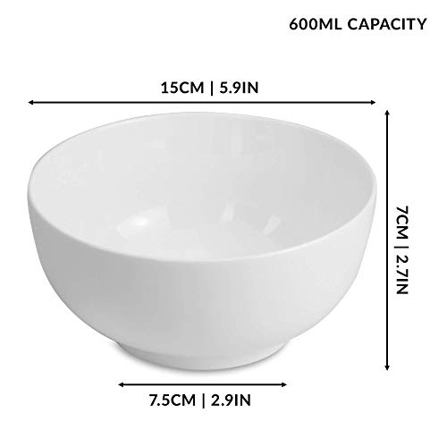 Juego De 4 Tazones De Porcelana De 600ml | Perfecto para postres, desayunos y sopas | Lavaplatos, horno de microondas y caja fuerte del horno | M&W