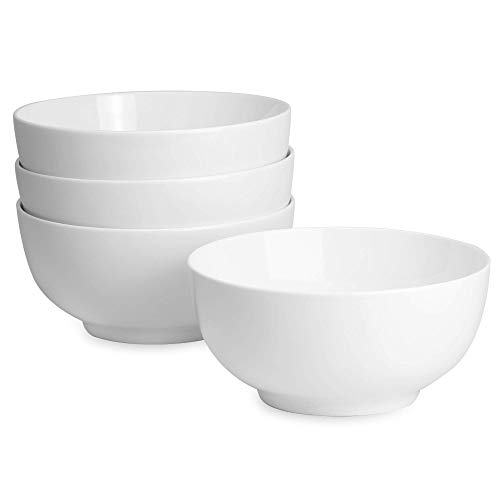 Juego De 4 Tazones De Porcelana De 600ml | Perfecto para postres, desayunos y sopas | Lavaplatos, horno de microondas y caja fuerte del horno | M&W