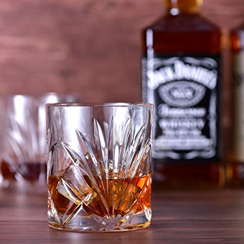 Juego de 4 Vasos de Whisky-sin Plomo Vasos de Cristal Whiskey Set Transparente Drinking Cup300ml con Posavasos y Caja