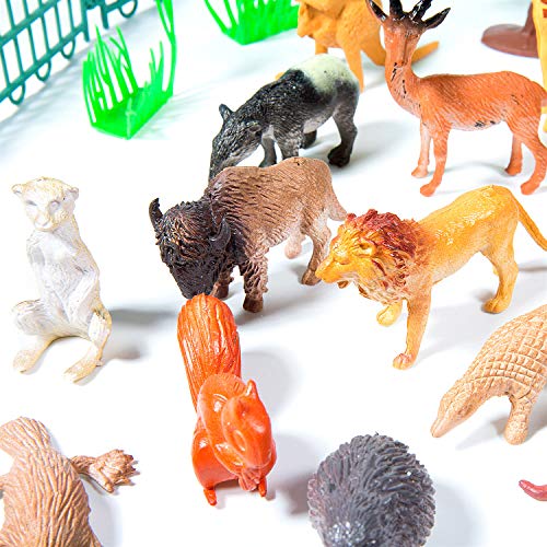 Juego de 55 Figuras de Animales Salvajes de la Selva, Juguetes de Animales, Favoritos de Fiesta de Animales de Mundo Zoológico para Chicos, Conjunto de Juguetes de Animales de Granja Pequeños Bosque