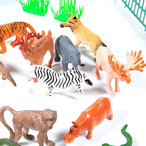 Juego de 55 Figuras de Animales Salvajes de la Selva, Juguetes de Animales, Favoritos de Fiesta de Animales de Mundo Zoológico para Chicos, Conjunto de Juguetes de Animales de Granja Pequeños Bosque