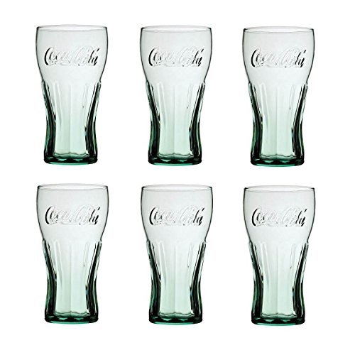 Juego de 6 vasos de cristal de Coca Cola, de 450 ml