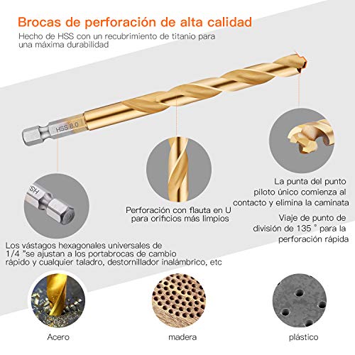 Juego de Brocas TACKLIFE DDS02 50 Puntas Profesional, 20 Puntas, 16 Extractor de Tornillo, 12 Broca Helicoidal, 1 Portapunta Magnética, 1 ADP, Adecuado para Una Variedad de Lugares